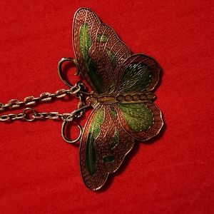 Reduced! Enameled butterfly necklace